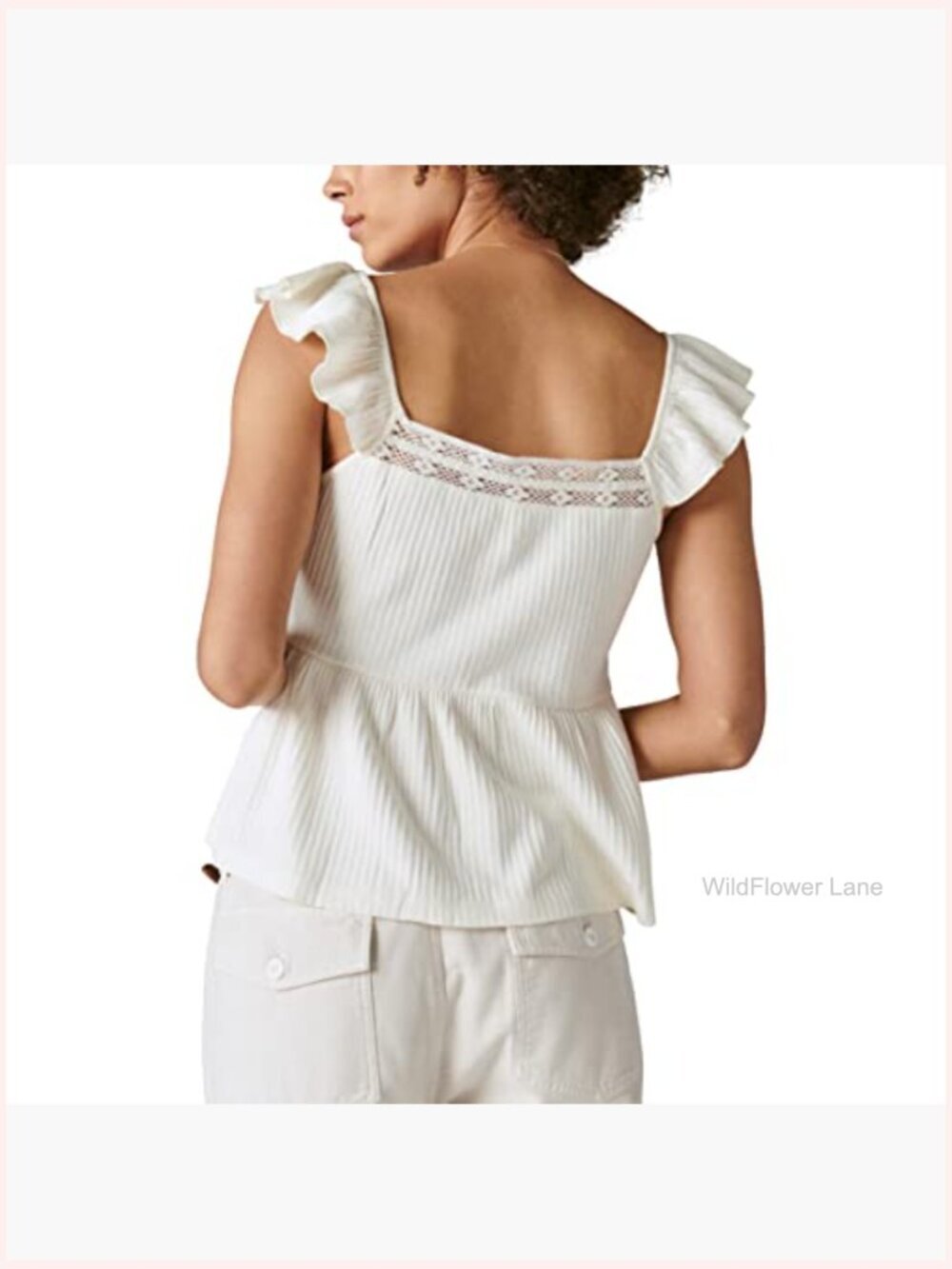 Cotton Stretch Square Neck Peplum Tank Top - Picture 2 of 4